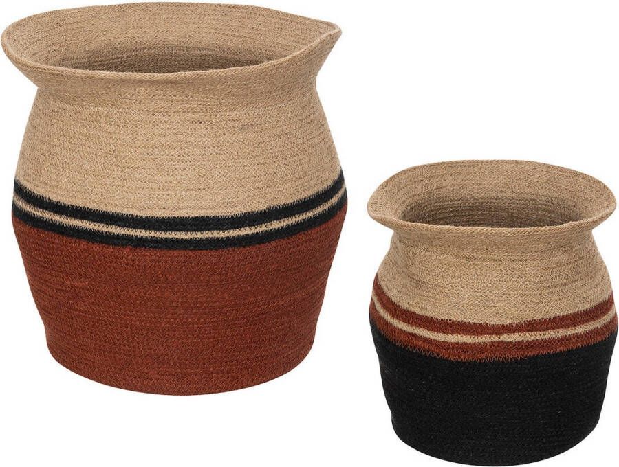 Atmosphera Kaia jute manden set van 2 stuks Ø40x31cm Multi