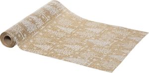 Atmosphera Kerst Thema Diner Tafelloper Beige wit 28 X 300 Cm Tafellakens