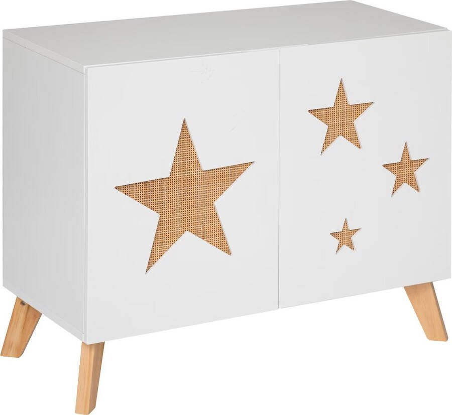 Atmosphera Kids Etoile Houten met Ster opbergmeubel kast 58x28x45cm Wit