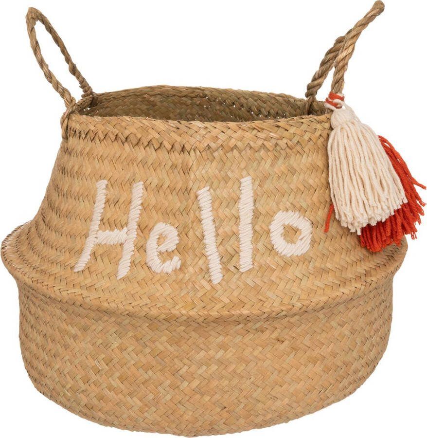 Atmosphera Kids Hello Opbergmand uit riet Ø35x30cm Beige