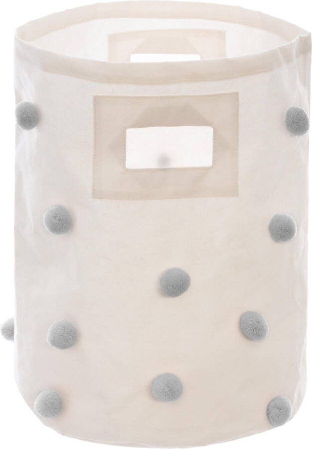 Atmosphera for kids Atmosphera Wasmand pompon grijs Speelgoed Waszak Opbergmand Kinderkamer Opbergmand kinderen Pop Up Wasmand Container Opbergmand Opbergzak Wasmand voor kinderkamer pompons