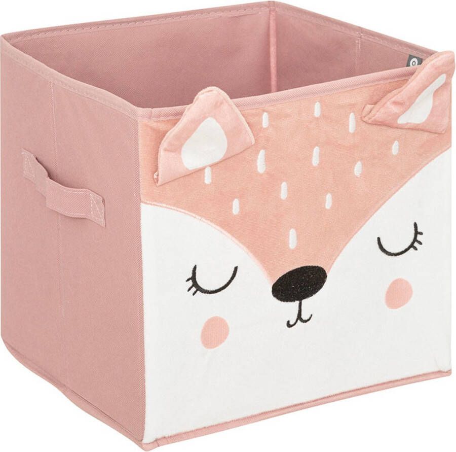 Atmosphera Kinder opbergmand hert 29 x 29 cm-Roze Decoratief & Opvouwbaar Hert