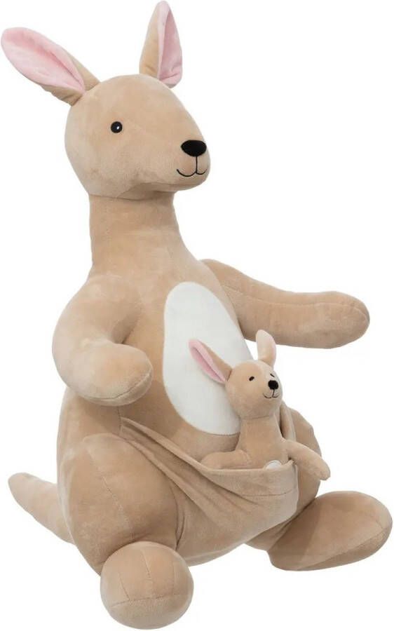 Atmosphera Knuffeldier Kangoeroo Billy met baby zachte pluche stof knuffels beige 63 cm Knuffeldier