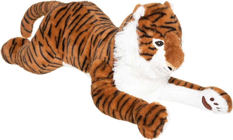 Atmosphera Knuffeldier Tijger Joey zachte pluche stof wilde dieren knuffels bruin zwart 70cm Knuffeldier