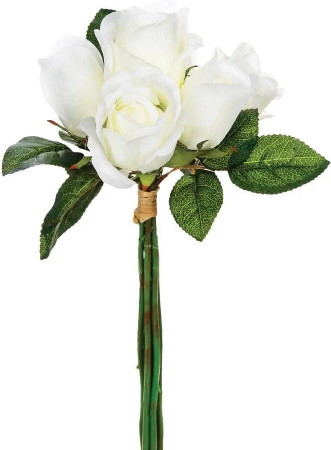 Atmosphera kunstbloemen boeket 7 witte rozen 30 cm Kunstbloemen