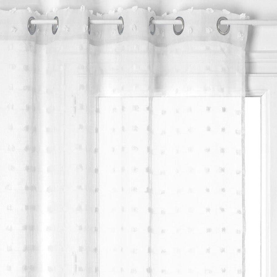 Atmosphera Gordijn Lelie voile Wit Kant en klaar met ringen Gordijn raambekleding 140 x 240 cm