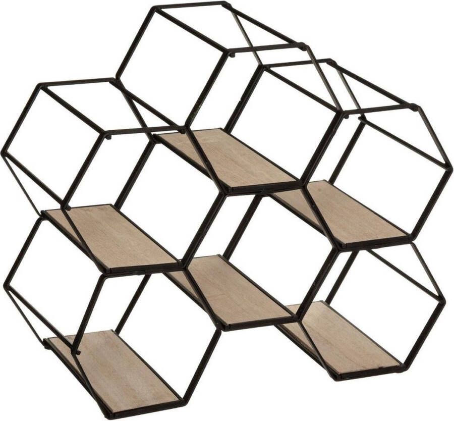 Atmosphera Metalen hexagon flessenrek wijnrek voor 6 flessen 26 x 15 x 29 5 cm zwart Wijnfles houder