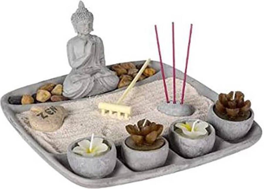 Atmosphera Mini Zen Tuin – Plateau met boeddha wierook en kaarsen