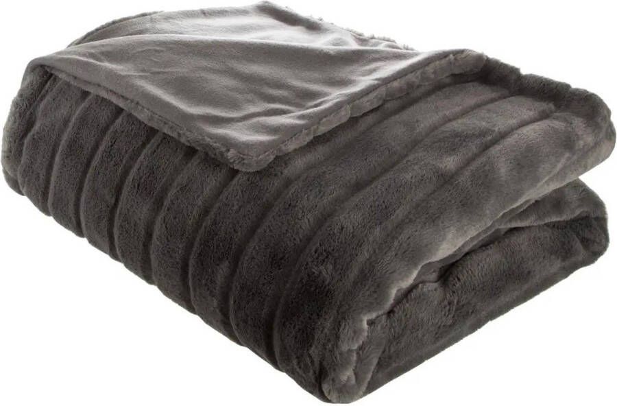 Atmosphera Plaid deken Manoir donker grijs 180 x 230 cm polyester Plaids