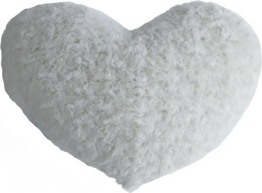 Atmosphera Pluche kussen hart wit 28 x 36 cm Sierkussens voor binnen