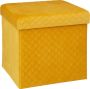 Atmosphera Poef hocker voetenbankje opbergbox fluweel geel PO MDF 31 x 31 x 31 cm Poefs - Thumbnail 1