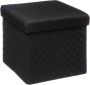 5Five Poef Hocker opbergbox zwart polyester mdf 31 x 31 cm Opbergbox - Thumbnail 1