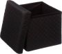 5Five Poef Hocker opbergbox zwart polyester mdf 31 x 31 cm Opbergbox - Thumbnail 2