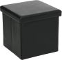 Atmosphera Poef Hocker voetenbankje opbergbox zwart pvc mdf 38 x 38 cm opvouwbaar - Thumbnail 1