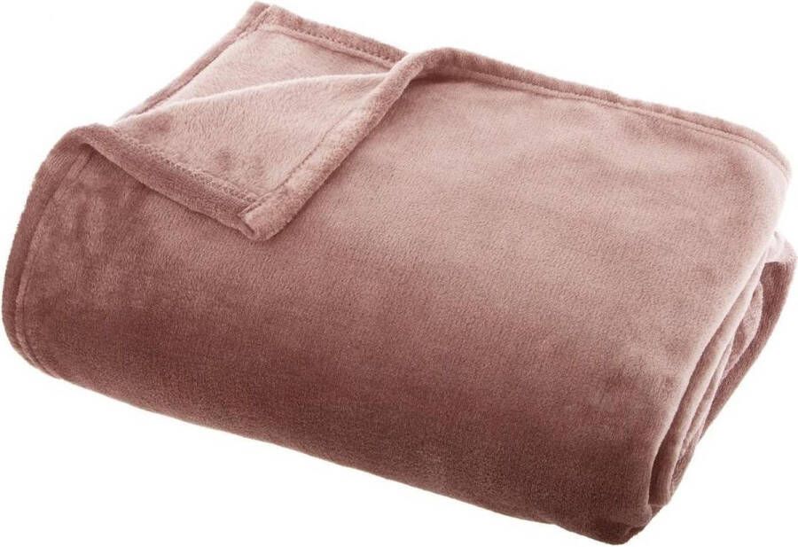 Atmosphera Fleece deken fleeceplaid oud roze 125 x 150 cm polyester Bankdeken Fleece deken Fleece plaid