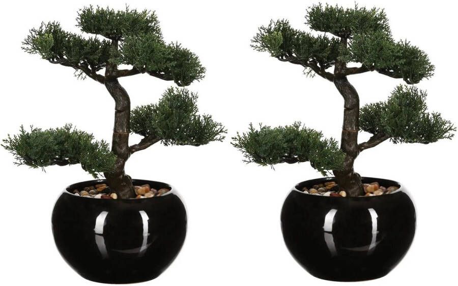 Atmosphera Set van 2x stuks bonsai in keramische pot 36 cm Kunstplanten