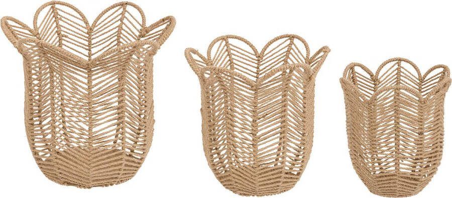 Atmosphera Set van 3 Jute mandjes Ø37 30 25cm The Floral Collection Beige