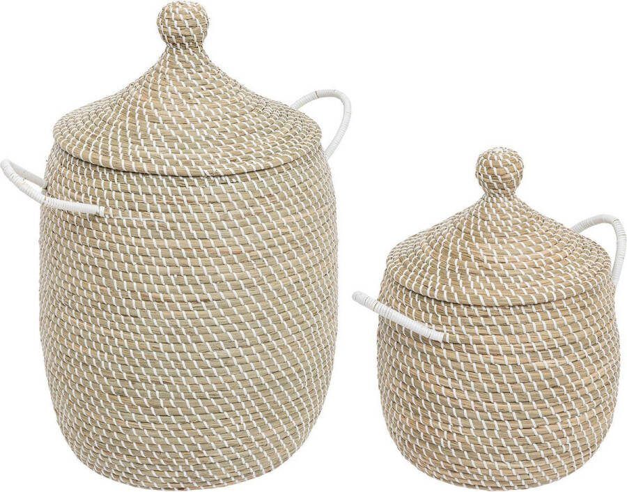 Atmosphera Soleya Stro manden set van 2 stuks Ø39xH58cm Beige
