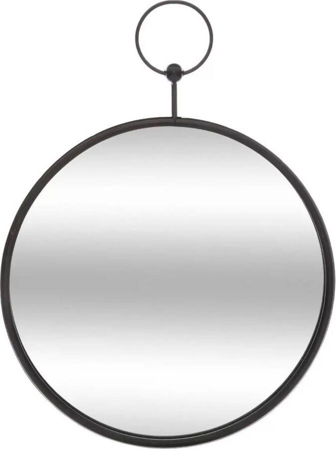 Atmosphera Spiegel wandspiegel rond D30 cm metaal zwart Woondecoratie accessoires