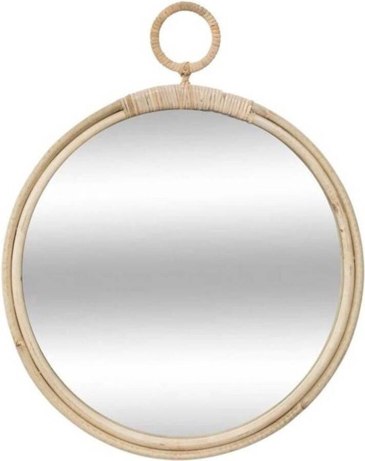 Atmosphera Spiegel wandspiegel rond D38 cm rotan beige Woondecoratie accessoires