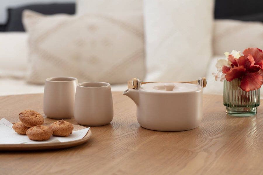 Atmosphera theepot met 2 kopjes natuur rose 50 cl Klein theepotje Keramiek