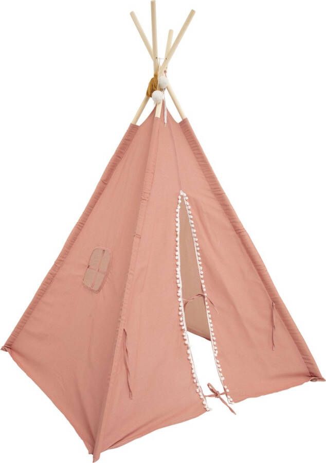 Atmosphera Tipi speeltent voor kinderen 120x120x160 cm zalm roze Speeltenten