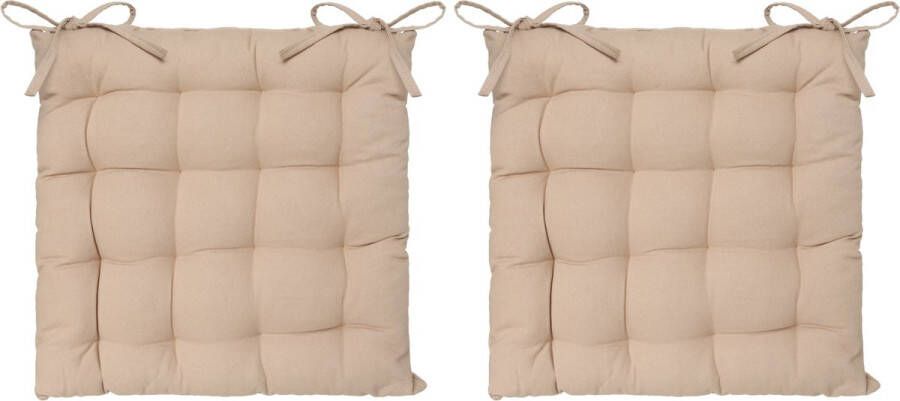 Atmosphera Tuintoelkussen 2x beige katoen 38 x 6 cm zitkussen