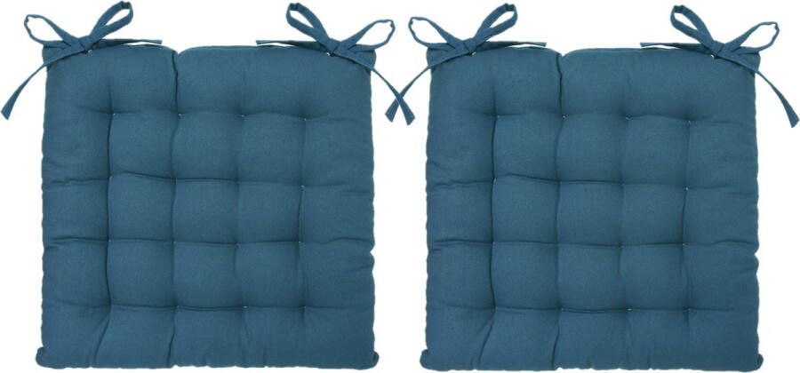 Atmosphera Tuintoelkussen 2x indigo blauw katoen 38 x 6 cm zitkussen