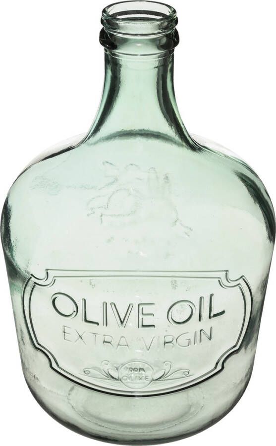 Atmosphera Bloemenvaas Olijfolie Fles model transparant lichtgroen glas H42 x D27 cm Vazen