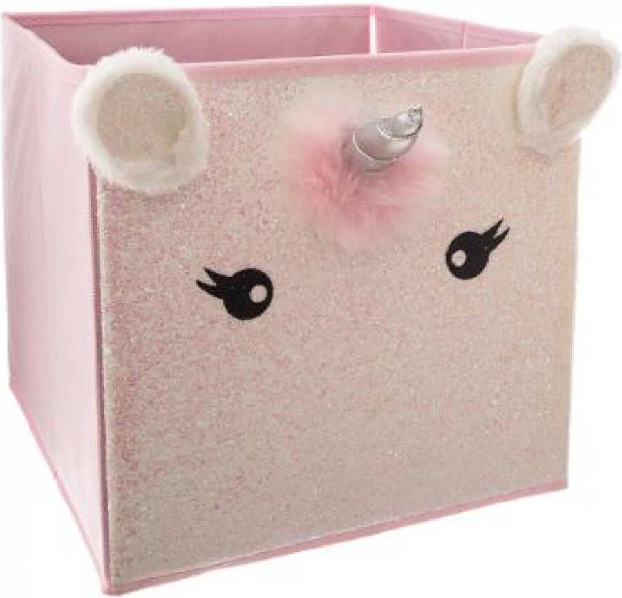 Atmosphera Kids Eenhoorn opbergdoos met oortjes 29x29x29cm Opvouwbaar Roze