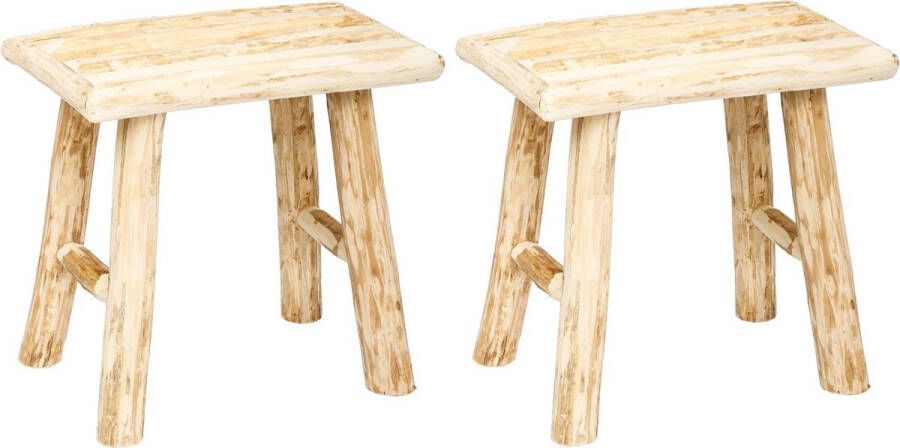 Atmosphera Zit krukje bijzet stoel 2x hout houtskleur L23 x B34 x H31 cm Krukjes