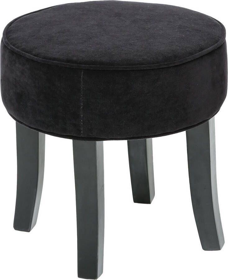 Atmosphera Zit krukje bijzet stoel hout stof zwart fluweel D35 x H40 cm