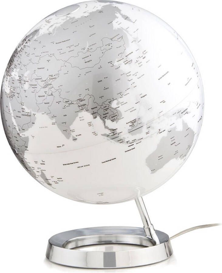 Atmosphere globe Bright Chrome 30cm diameter kunststof voet engelstalig NR-0331F7NS-GB