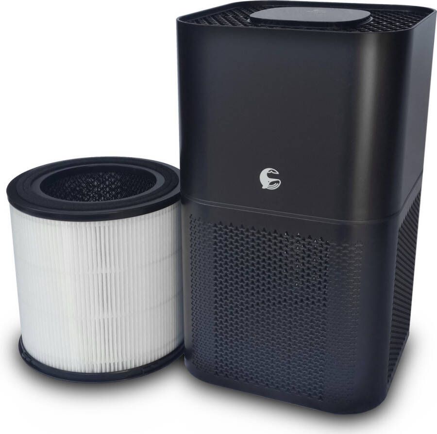 Atmoswhale FLOW Luchtreiniger | Air Purifier HEPA H13 actief koolstoffilter UVC Anti Bacterie Virus 280m³ CADR 5 standen Slaapstand | Nachtstand Verlicht klachten van allergieën en ziektes Stil en Efficiënt Timer PM2.5 filter