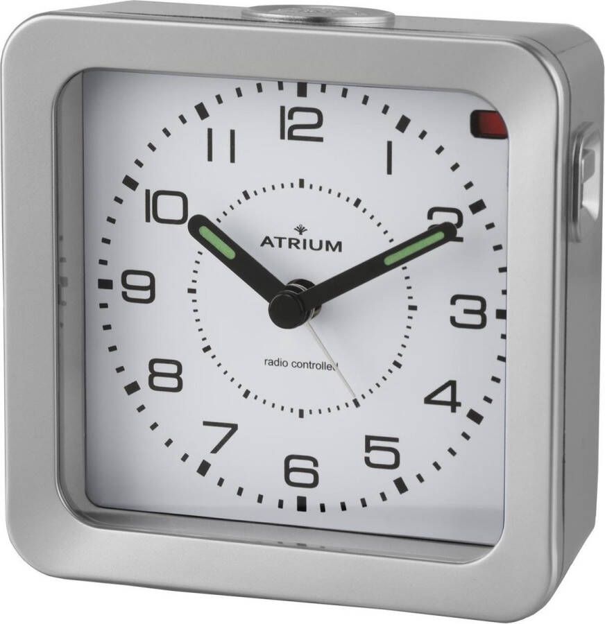 Atrium Wekker Analoog Radiogestuurd Alarm Zilver Licht Verlichte wijzers Opbouwend Alarmsignaal Snooze Duidelijk Quartz uurwerk A660-19