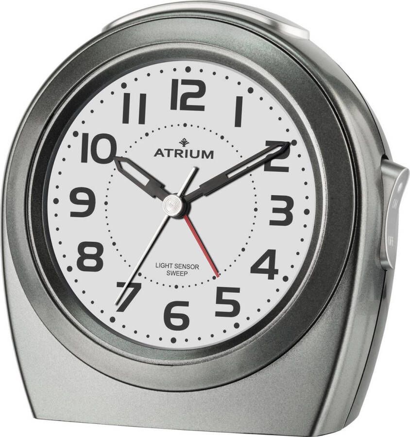 Atrium Wekker Analoog Zonder Tikgeluid Autolight Licht Wijzerplaatverlichting Opbouwende Alarmsignaal Snooze Duidelijk Quartz Uurwerk Antraciet Grijs A451-4