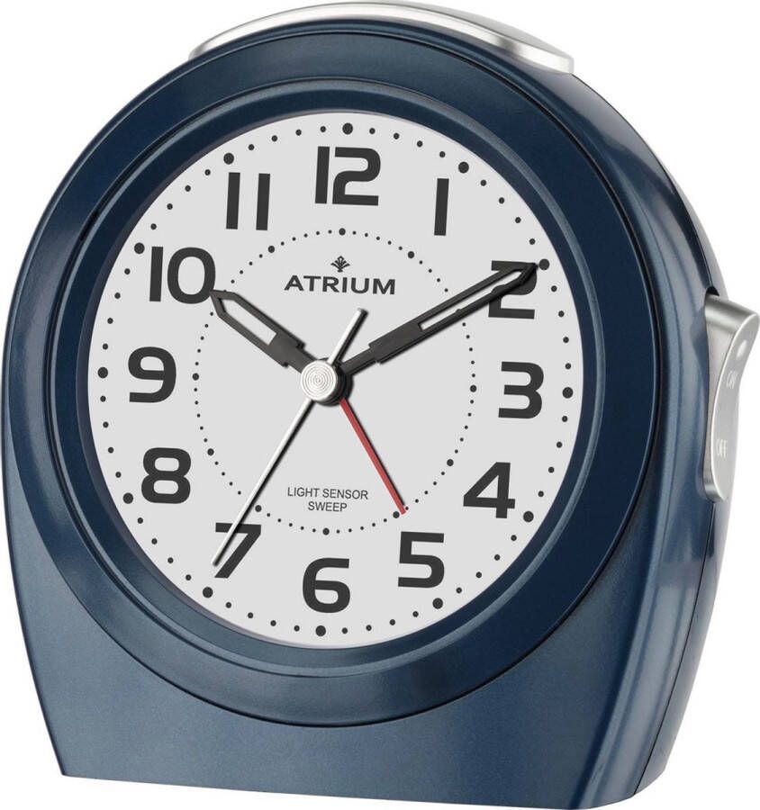 Atrium Wekker Analoog Zonder Tikgeluid Autolight Licht Wijzerplaatverlichting Opbouwende Alarmsignaal Snooze Duidelijk Quartz Uurwerk Blauw A451-5