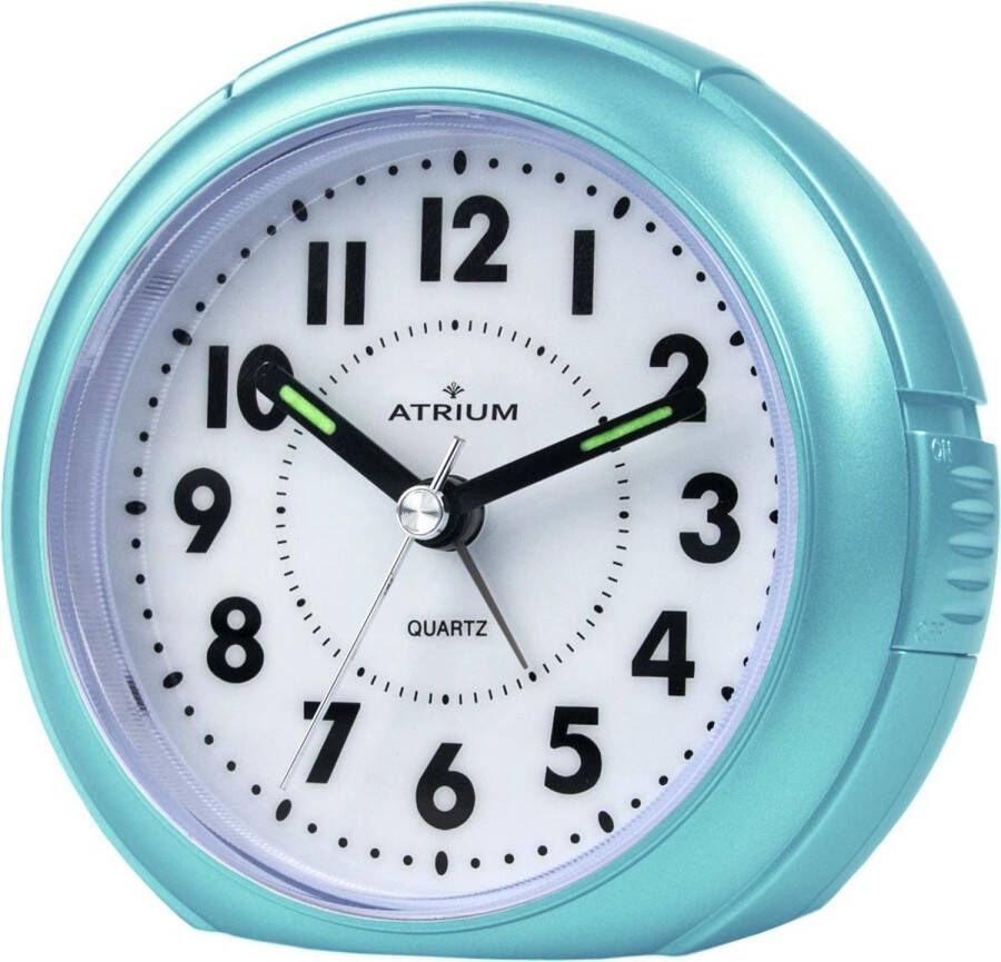 Atrium Wekker Analoog Zonder Tikgeluid Licht Wijzerplaatverlichting Opbouwend alarmsignaal Snooze Glow in the dark wijzers Grote knoppen Duidelijk Quartz Uurwerk Licht Blauw A240-15