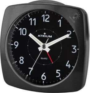 Atrium Wekker Analoog Zonder Tikgeluid Met alarm Met lichtgevende wijzers Snooze Quarz uurwerk Zwart A251-7