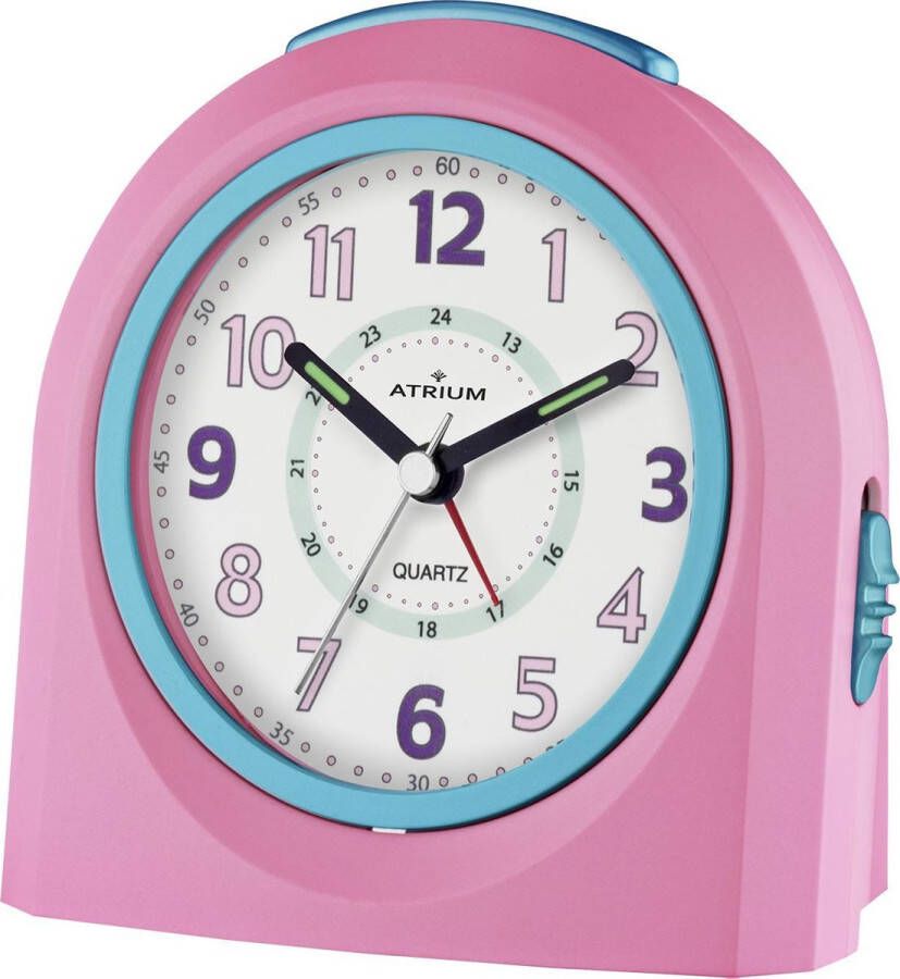 Atrium Wekker Kinderen Meisjes Jongens Analoog Zonder tikgeluid LED-licht wijzerplaatverlichting Glow-in-the-dark wijzers -Zwart Groen Opbouwend geluidniveau pieptoon Grote drukknoppen Snooze A921-7