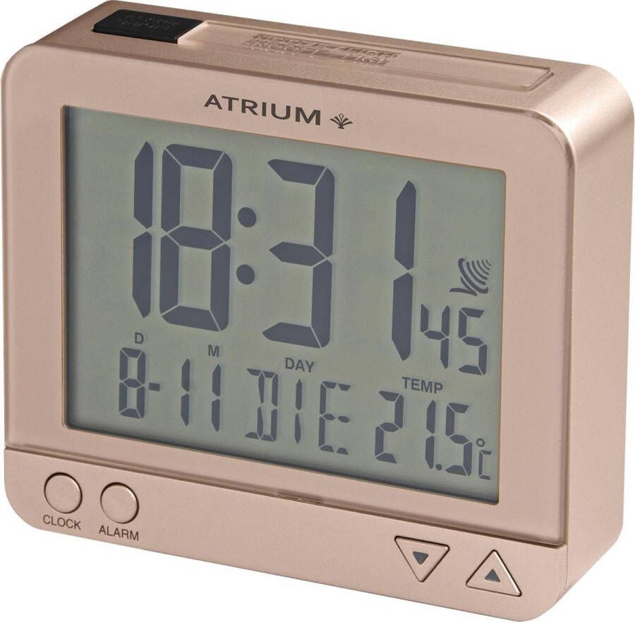 Atrium Wekker Digitaal Radiogestuurd Alarm Rose Licht Opbouwend alarmsignaal Snooze Duidelijk Wektijd Datum Weekdag Binnentemperatuur A760-17