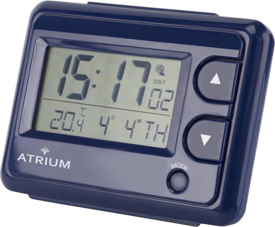 Atrium Wekker Digitaal Radiogestuurd Alarm Blauw Licht Opbouwend Alarmsignaal Snooze Duidelijk Wektijd Datum Weekdag Binnentemperatuur A720-5