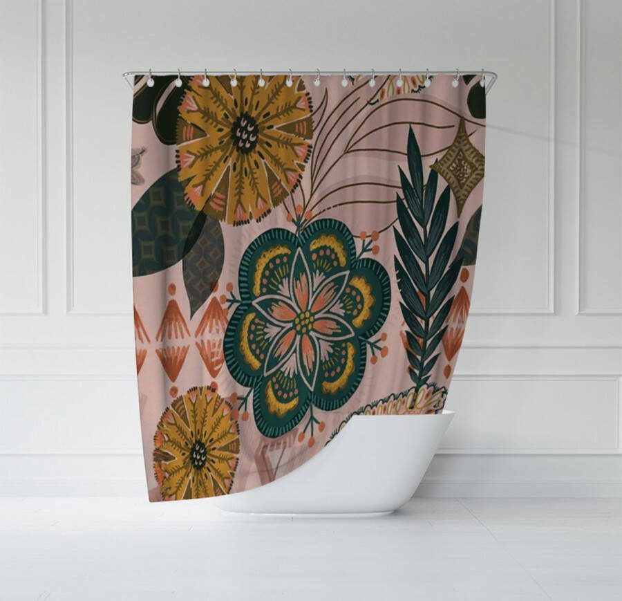Attrezzo Douchegordijn Bloemen 150x180 cm
