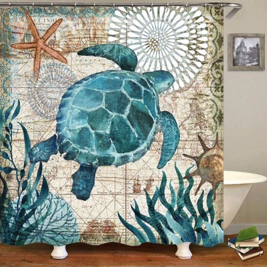 Attrezzo Douchegordijn Schildpad 150x180 cm