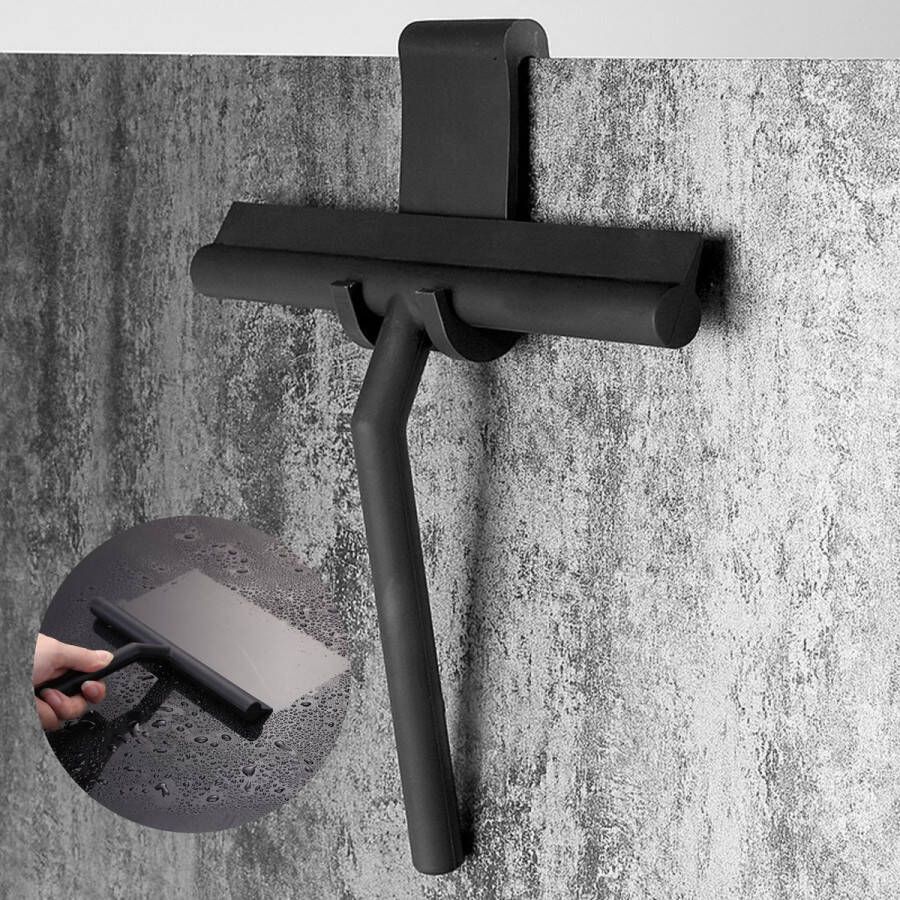 ATV PERFECTUM Douchewisser Zwart met Ophangsysteem Raamwisser- Trekker Douche Silicone 21cm x 16cm Badkamer Accessoires douchewisser