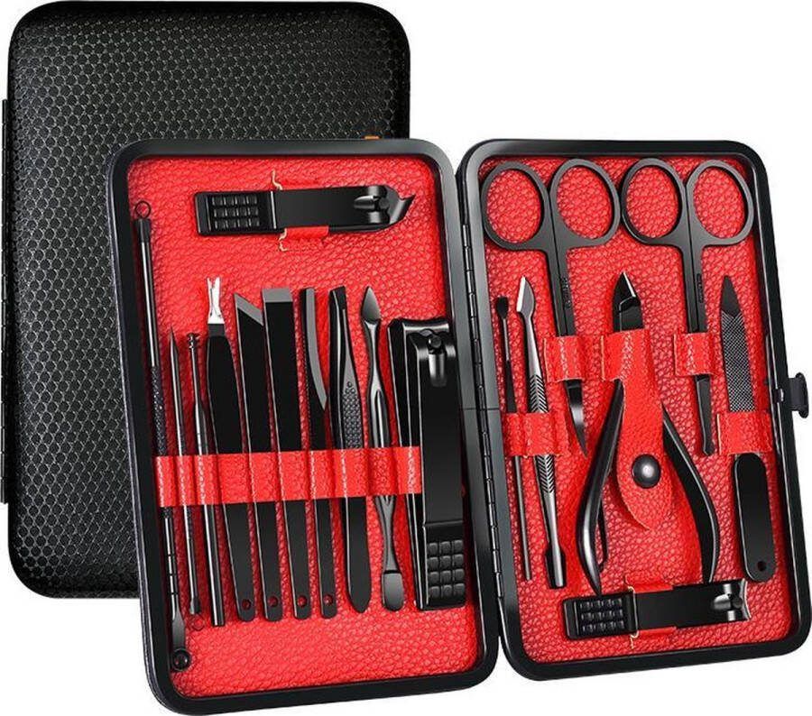 ATV PERFECTUM ⭐ Luxe 18-delige Manicure Set Zwart Manicureset manicure setje Pedicureset Nagelschaartje Nagelknipper – nagelknipper set manicureset manicuresetje