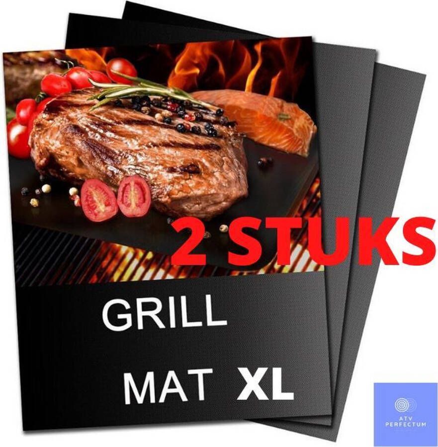 ATV PERFECTUM ⭐ BBQ Mat XL ⭐ 40 x 33 cm – 2 Stuks Bbq accesoires – Teflon -bakmat – Grillmat – Grill mat grill mat voor bbq Matjes Grill Matjes barbecue mat grill mat bbq – bakmat siliconen – ovenmat