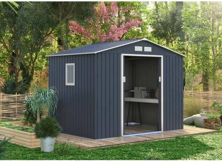 Aucune 5.29 m² metalen tuinschuur ankerkit inbegrepen antracietgrijs