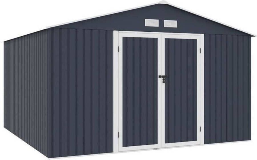 Aucune Metalen tuinschuur 10 85 m2 ankerkit inbegrepen antracietgrijs