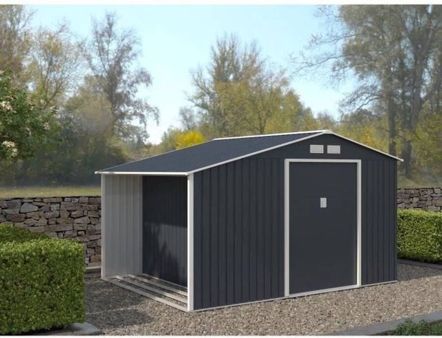 Aucune Metalen tuinschuur 8 72 m² ankerkit inbegrepen antracietgrijs